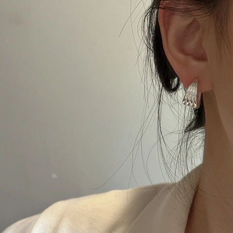 S925 Sterling Zilveren Hoop Oorbellen Voor Vrouwen Minimalistisch Geometrisch Meerlaags Lijnontwerp Gepolijste Sieraden