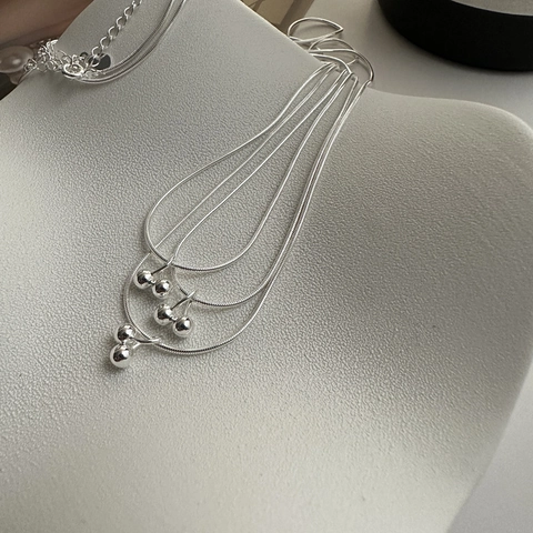Collana Con Pendente a Doppia Perla in Argento Sterling 925 Per Donna Catena a Serpente Minimalista Gioielli Regalo