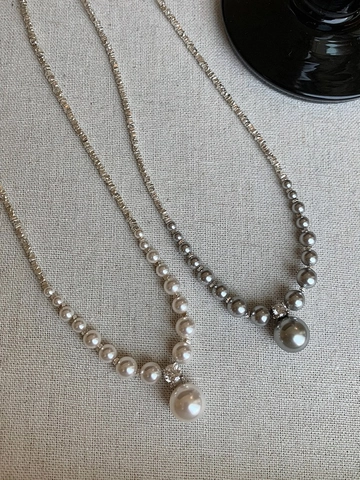 Collar de Perlas Artificiales Degradadas de Plata de Ley S925 para Mujer Diseño de Nicho Elegante Cadena de Clavícula con Strass Joyería