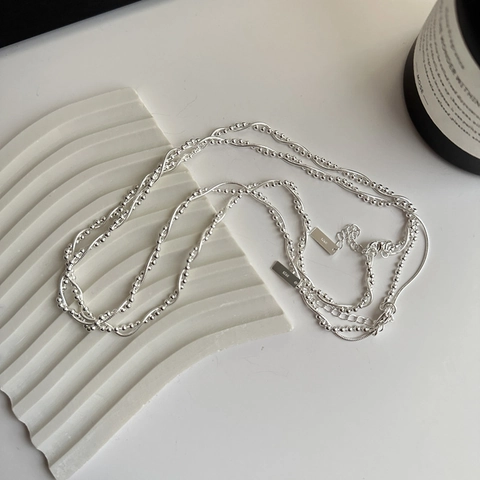 Minimalistisch 925 Sterlingsilber Doppelschicht Halskette Für Damen Perle Schlangenkette Wrap Choker Schmuck Geschenk