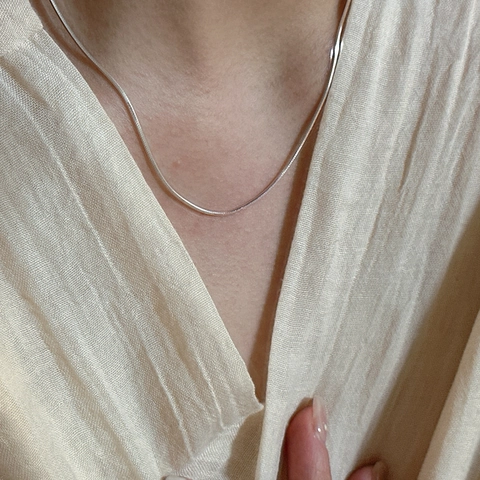 S925 Sterling Zilveren Octagonale Slangenketting Halsketting Voor Dames Minimalistisch Chic INS Stijl Eenvoudige Choker Sieraden