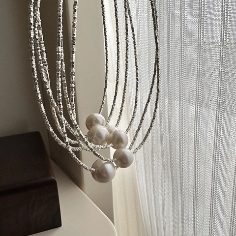 S925 Sterlingsilber Edison Süßwasserperle Halskette Vintage Französisch Elegant Zerkleinerte Silber Choker Für Damen Schmuck