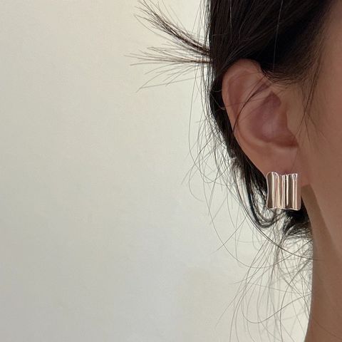 S925 Sterlingsilber Wellenmuster Geometrisch Falten Quadratisch Ohrringe Für Damen Minimalistisch Ins Stil Schmuck Geschenk