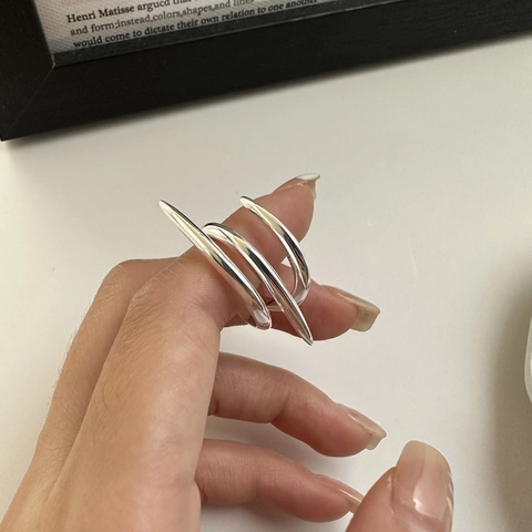 925 Sterlingsilber Mehrlagiger Verschlungener Spitzer Offener Ring Minimalistischer Geometrischer Klauenring Verstellbarer Schmuck Damen