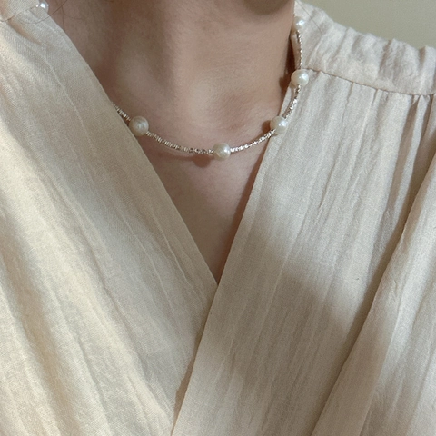 Minimalist 925 Sterling Silver Freshwater Pearl Necklace Bracelet For Women Elegant Ins Style Beaded Jewelry Gift Set