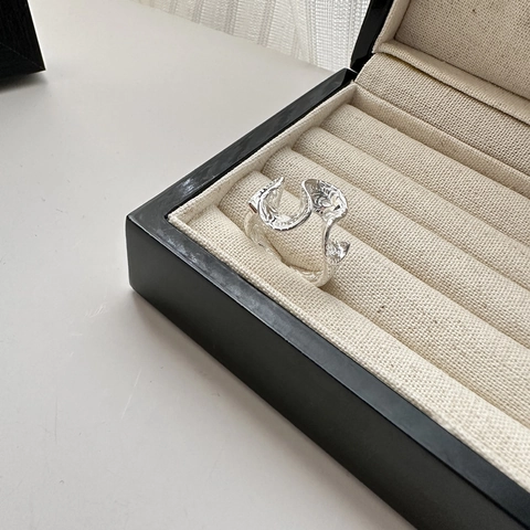 S925 Sterlingsilber Unregelmäßiger Wellenring Für Damen Minimalistisches Nischendesign Lava Textur Verstellbarer Offener Fingerring Mode Schmuck