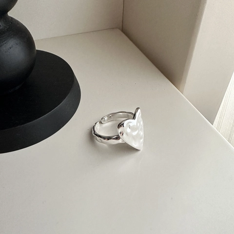 925 Sterlingsilber Gehämmerter Herz Offener Ring Für Damen Personalisierte Lava Textur Minimalistischer Verstellbarer Ring Schmuck