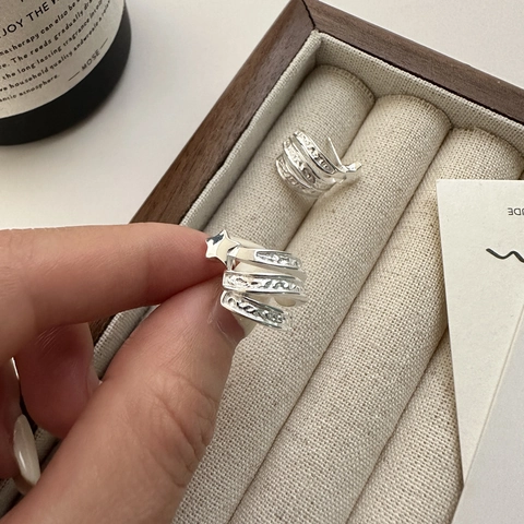 925 Argento Sterling Stella Orecchini Bottone Vintage Texture Curva Spirale Multistrato Chic Strass Orecchini per Donna Gioielli