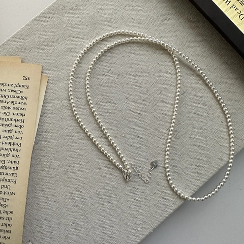 Collar de Plata de Ley 925 con Perla Artificial para Mujer Estilo Minimalista Coreano Ins Cadena Larga en Capas Joyería Fina Regalo