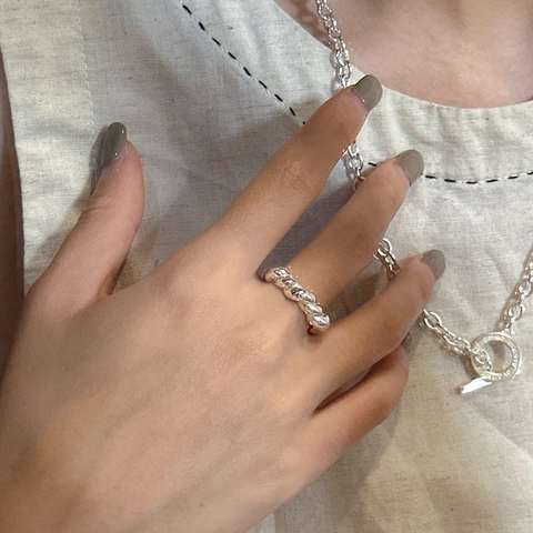 925 Sterling Zilver Croissant Ring Vintage Gedraaid Spiraalpatroon Minimalistisch Verstelbaar Open Ring Dames Sieraden
