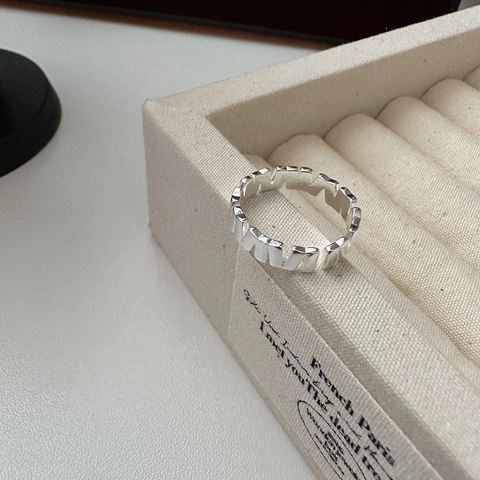 Anello Geometrico Irregolare in Argento Sterling S925 per Donna Anello Aperto Regolabile Strutturato Minimalista Gioielli Moderni Ins