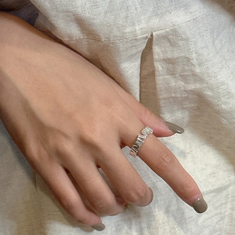 Anello Geometrico Irregolare in Argento Sterling S925 per Donna Anello Aperto Regolabile Strutturato Minimalista Gioielli Moderni Ins
