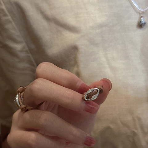 925 Sterling Silver Pig Nose Adjustable Ring For Women Vintage Woven Rope Finger Ring Minimalist Jewelry Gift