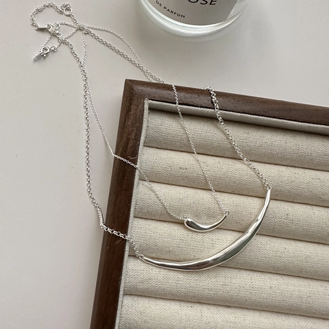 Collana con Ciondolo ad Arco del Sorriso in Argento Sterling S925 per Donna Minimalista Lucidato Catena a Clavicola Gioielli Regalo