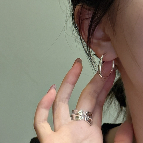 Boucles d'Oreilles Créoles en Forme de C en Argent Sterling S925 pour Femmes Minimalistes Géométriques Irrégulières Bijoux Cadeau