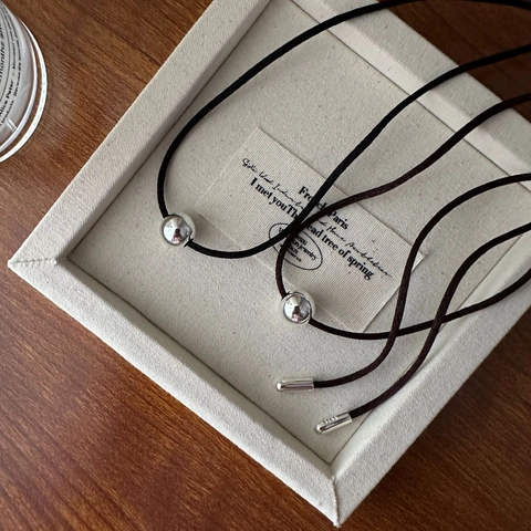 S925 Sterlingsilber Rundperle Verstellbare Kordel Halskette Minimalistisch Mehrere Tragevarianten Choker Für Damen Vintage INS Schmuck