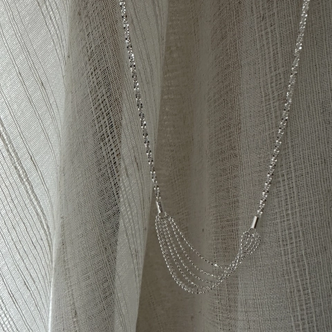 925 Sterling Silver Layered Tassel Necklace For Women Shimmering Multi Row Ball Chain Minimalist Clavicle Necklace Jewelry Gift