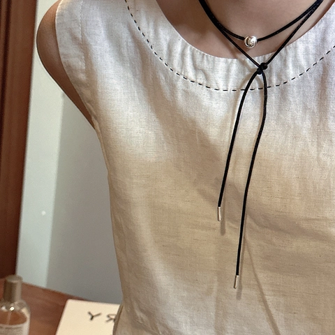 S925 Sterlingsilber Rundperle Verstellbare Kordel Halskette Minimalistisch Mehrere Tragevarianten Choker Für Damen Vintage INS Schmuck