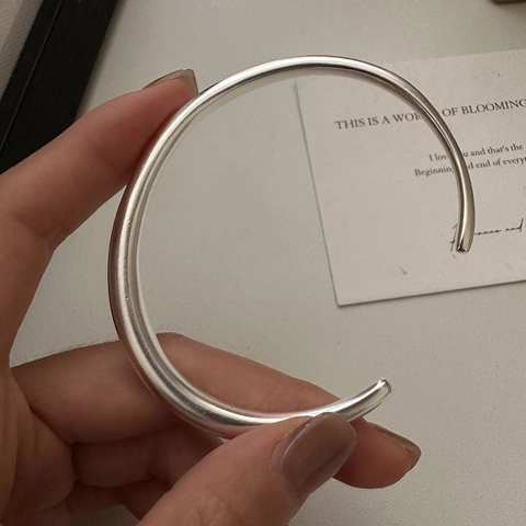 925 Sterlingsilber Minimalistisch Offener Armreif Für Damen Poliert Geometrisch Einfach Mode Handgelenk Schmuck Zubehör