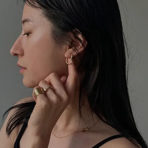 Minimalist S925 Sterling Silver Geometric Hoop Ear Clips For Women Polished Gold Silver Korean Fashion Jewelry Earrings