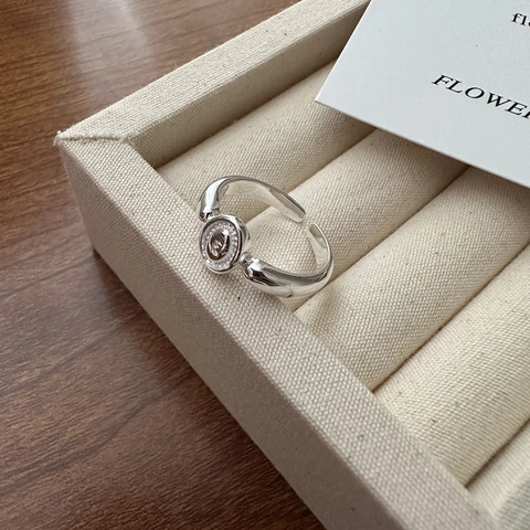 S925 Sterlingsilber Ovaler Ring Vintage Minimalistisch Verstellbar Offener Ring Für Damen Ins Style Geometrischer Schmuck