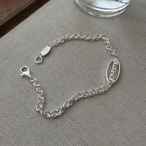 Bracelet Minimaliste en Argent Sterling S925 pour Femme Chaîne Polie Avec Pendentif Lettre Love Me Bijoux de Mode Cadeau