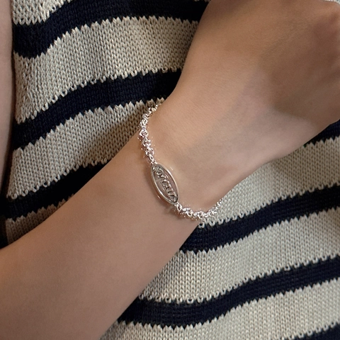 Bracelet Minimaliste en Argent Sterling S925 pour Femme Chaîne Polie Avec Pendentif Lettre Love Me Bijoux de Mode Cadeau