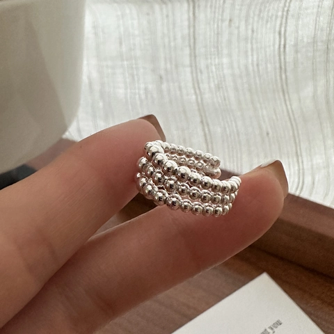 Σκουλαρίκια Ear Cuff από Ασήμι 925 με Πολυεπίπεδα Σφαιρίδια για Γυναίκες Μινιμαλιστικό Κορεάτικο Στυλ Κοσμήματα Χωρίς Τρύπα