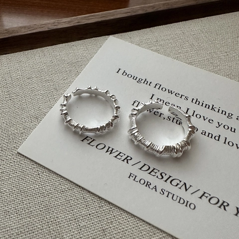 925 Sterlingsilber Unregelmäßige Faltenstruktur Offener Ring Für Damen Minimalist Niche Design Verstellbarer Fingerring