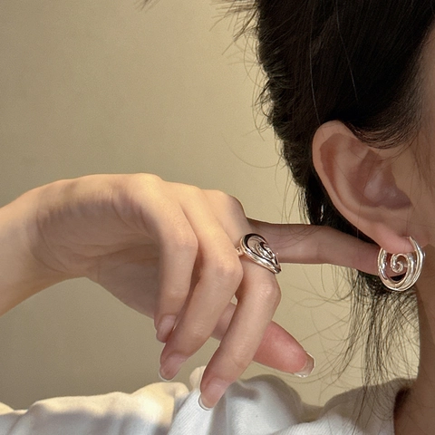 925 Sterling Silver Spiral Hoop Earrings For Women Minimalist Niche Design Korean Style Geometric Polished Jewelry Gift