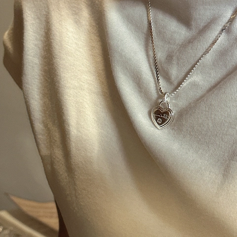 925 Sterlingsilber Herz Anhänger Halskette Für Damen Nischen-Design Beckoning Beschriftung Zirkonia Eingelegt Eleganter Schmuck