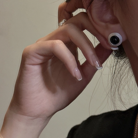 Vintage 925 Sterlingsilber Achat Ohrstecker Für Damen Minimalistische Kreis Geometrische Texturierte Polierte Mode Schmuck