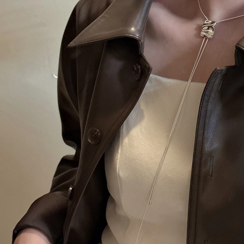 925 Sterling Silver Square Pleated Pendant Long Necklace For Women Minimalist Adjustable Snake Chain Sweater Chain Fashion Jewelry