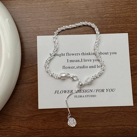 925 Sterlingsilber Schimmerndes Popcorn-Kette Armband Nischen Texturiertes Design Verstellbarer Koreanischer Modeschmuck Für Damen