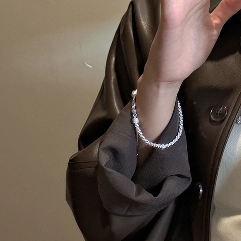 925 Sterlingsilber Schimmerndes Popcorn-Kette Armband Nischen Texturiertes Design Verstellbarer Koreanischer Modeschmuck Für Damen