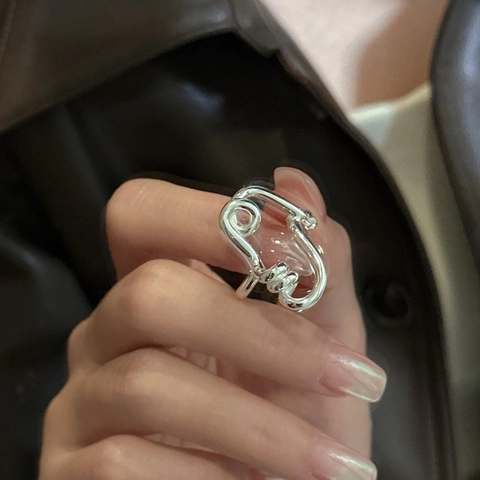 S925 Sterling Silver Twisted Wire Adjustable Opening Ring Minimalist Irregular Geometric Finger Ring Fashion Jewelry For Women