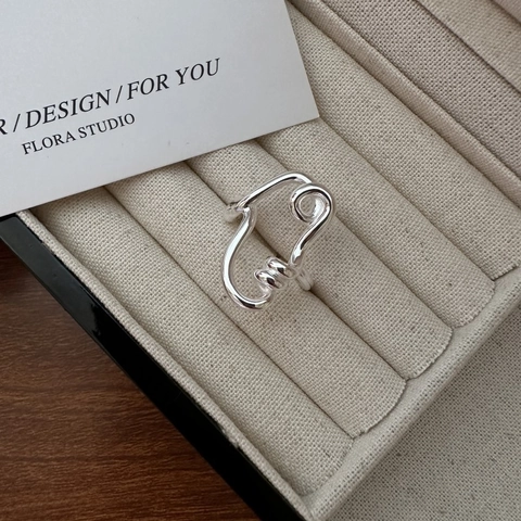 S925 Sterling Silver Twisted Wire Adjustable Opening Ring Minimalist Irregular Geometric Finger Ring Fashion Jewelry For Women