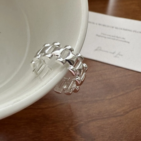 S925 Sterlingsilber Armband Ring Für Damen Koreanisch Minimalistisch Geometrische Gliederkette Verstellbar Offener Ring Schmuck