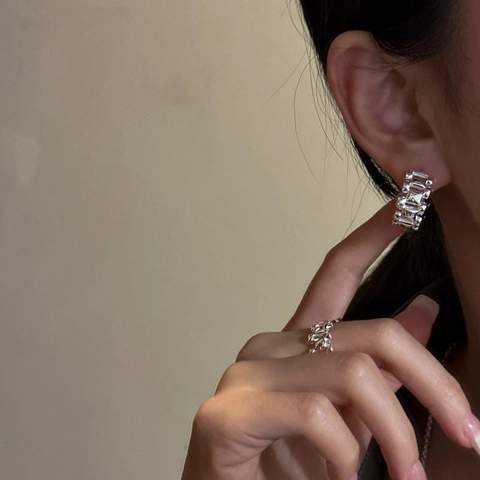 925 Sterling Zilveren Horlogeband Stijl Oorbellen Minimalistisch Geometrisch C-Vormige Strass Creolen Voor Vrouwen Mode Sieraden