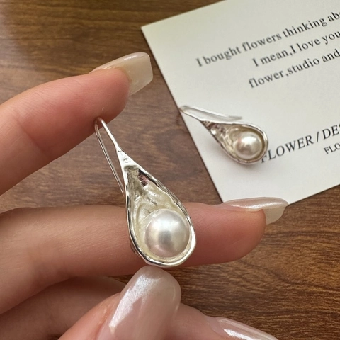925 Sterlingsilber Künstliche Perle Wassertropfen Ohrringe Für Damen Minimalist Mode Nischen Design Elegante Haken Schmuck
