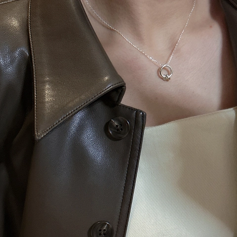 Knotted Circle Necklace 925 Sterling Silver Minimalist Geometric Knot Pendant Clavicle Chain Daily Jewelry For Women
