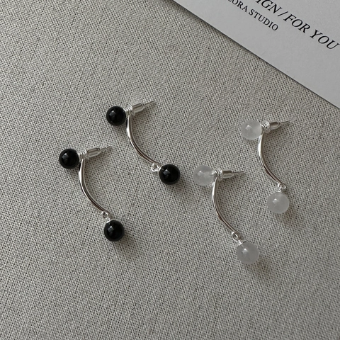 S925 Sterlingsilber Achat Ohrhänger Koreanisch Minimalistisch Geometrisch Nischendesign Ohrringe Für Damen Eleganter Modeschmuck