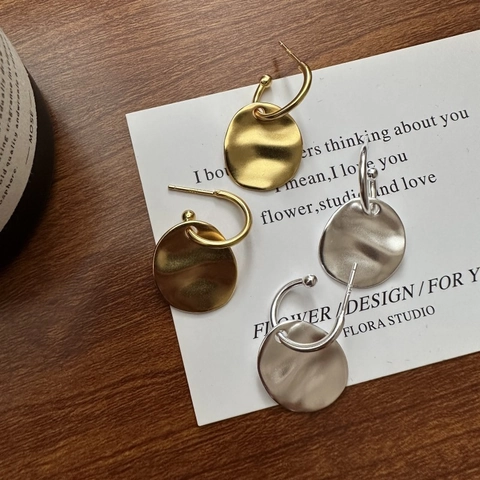 Pendientes de Plata de Ley 925 con Textura Arrugada Aros Redondos Irregulares Joyas Minimalistas Martilladas Oro Plata Regalo para Mujer