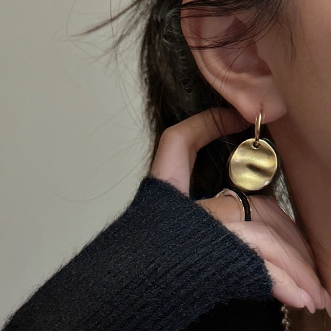 Pendientes de Plata de Ley 925 con Textura Arrugada Aros Redondos Irregulares Joyas Minimalistas Martilladas Oro Plata Regalo para Mujer