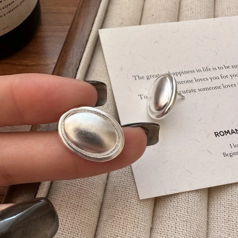 925 Sterlingsilber Oval Ohrstecker Für Damen Minimalistisch Matt Geometrisch Koreanischer Stil Modeschmuck Geschenk