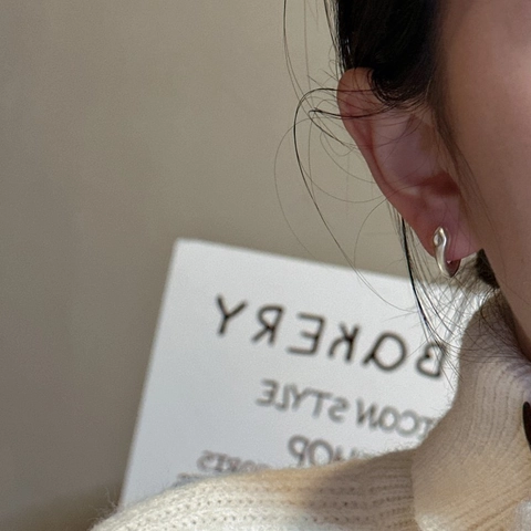 Pendientes de Aro Mate en Forma de C de Plata de Ley 925 para Mujer Estilo Coreano Geométrico Cepillado Pendientes Joyería