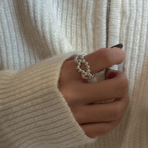 S925 Sterling Zilver Rode Agaat Kralen Open Ring Voor Vrouwen Niche Ontwerp Gedraaid Kruis Verstelbare Kunstparel Ring