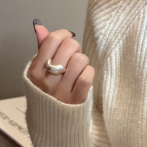 925 Sterling Silver Irregular Wave Ring Gold Silver Contrast Adjustable Opening Ring For Women Minimalist Fashion Jewelry