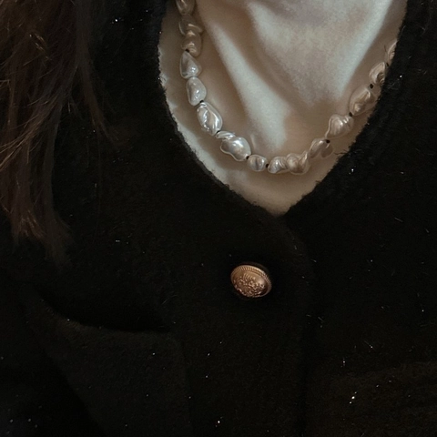 Collana di Perle Artificiali Barocche Irregolari in Argento Sterling S925 Design Minimalista con Nodo per Donna