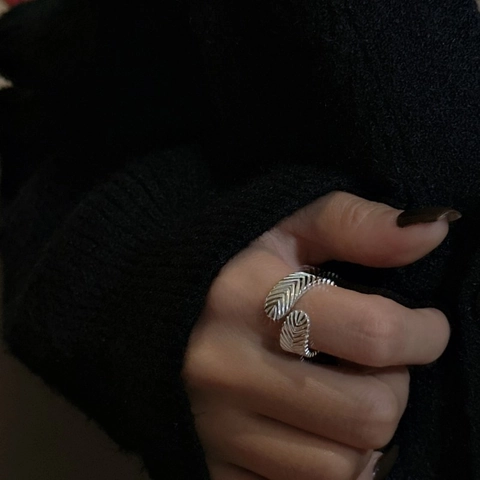 925 Sterlingsilber Feder Ring Verstellbar Offener Ring Minimalistisch Koreanischer Stil Modeschmuck Für Damen Geschenk Ring